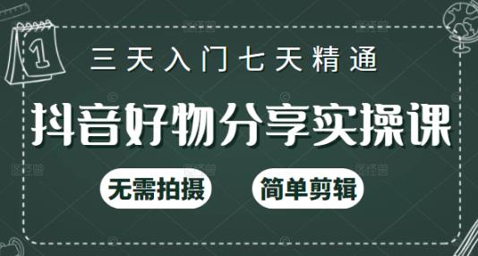 抖音好物分享实操课，无需拍摄，简单剪辑，短视频快速涨粉（125节视频课程）-乐优网创