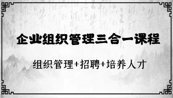 企业组织管理三合一课程：组织管理+招聘+培养人才-乐优网创