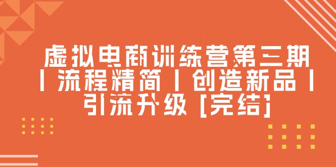 （10960期）虚拟电商训练营第三期丨流程精简丨创造新品丨引流升级 [完结]-乐优网创