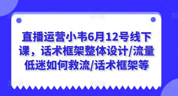 直播运营小韦6月12号线下课，话术框架整体设计/流量低迷如何救流/话术框架等-乐优网创