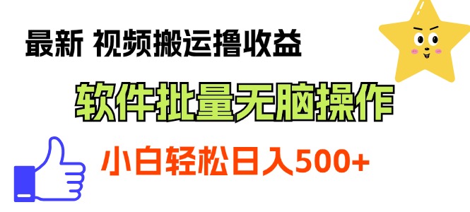 （11386期）最新视频搬运撸收益，软件无脑批量操作，新手小白轻松上手-乐优网创