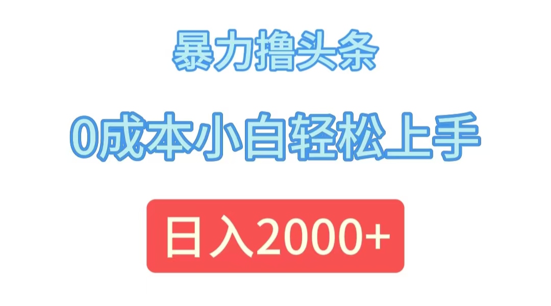 （12068期）暴力撸头条，0成本小白轻松上手，日入2000+-乐优网创