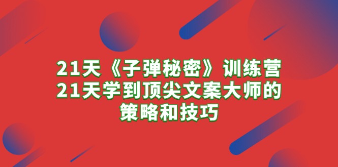 （10209期）21天《子弹秘密》训练营，21天学到顶尖文案大师的策略和技巧-乐优网创