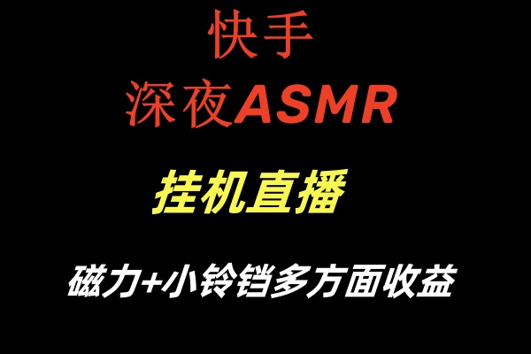 快手深夜ASMR挂机直播磁力+小铃铛多方面收益-乐优网创