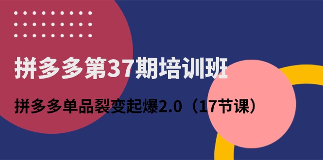 （10835期）拼多多第37期培训班：拼多多单品裂变起爆2.0（17节课）-乐优网创