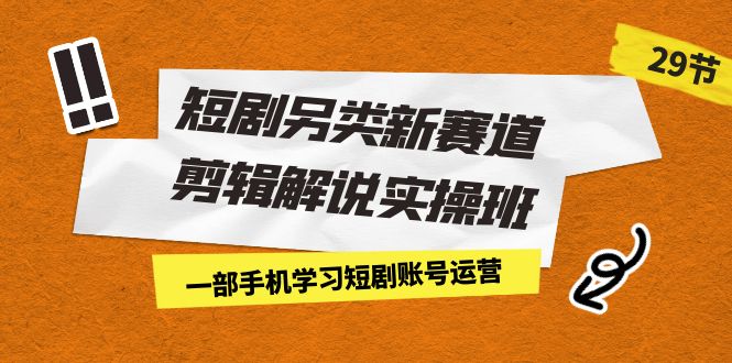 短剧另类新赛道剪辑解说实操班：一部手机学习短剧账号运营（29节 价值500）-乐优网创