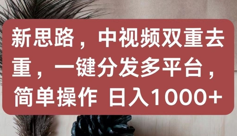 新思路，中视频双重去重，一键分发多平台，简单操作，日入1000+-乐优网创