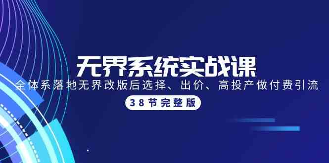 （9992期）无界系统实战课：全体系落地无界改版后选择、出价、高投产做付费引流-38节-乐优网创