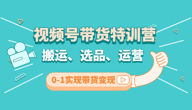 视频号带货特训营(第3期)：搬运、选品、运营、0-1实现带货变现-乐优网创