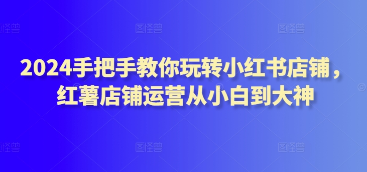 2024手把手教你玩转小红书店铺，红薯店铺运营从小白到大神-乐优网创