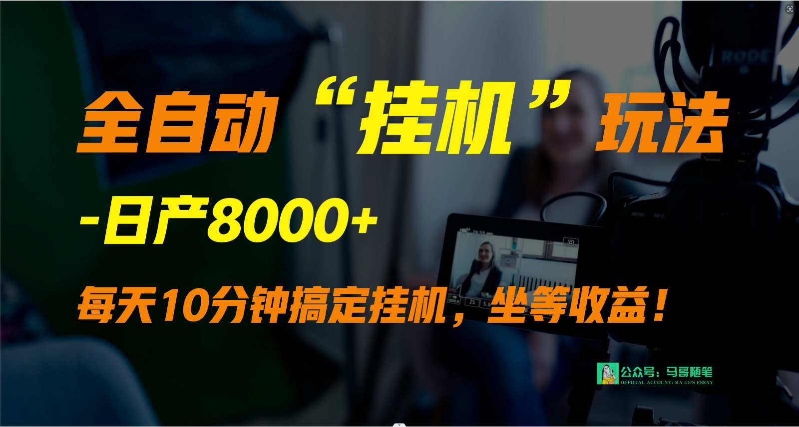 外面卖1980的全自动“挂机”玩法，实现睡后收入，日产8000+-乐优网创