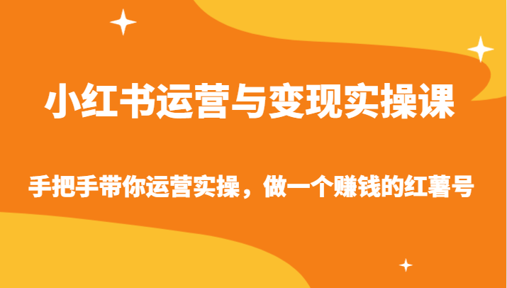 小红书运营与变现实操课-手把手带你运营实操，做一个赚钱的红薯号-乐优网创