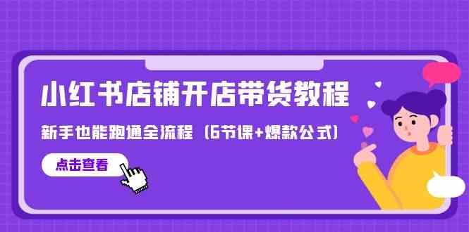 最新小红书店铺开店带货教程，新手也能跑通全流程（6节课+爆款公式）-乐优网创