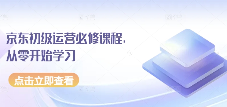 京东初级运营必修课程，从零开始学习-乐优网创