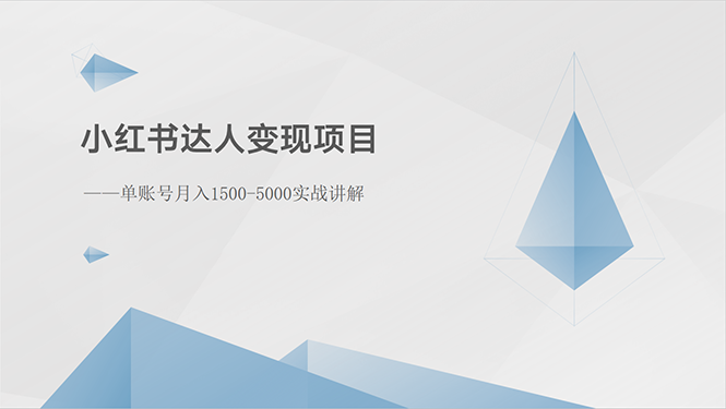 （10720期）小红书达人变现项目：单账号月入1500-3000实战讲解-乐优网创