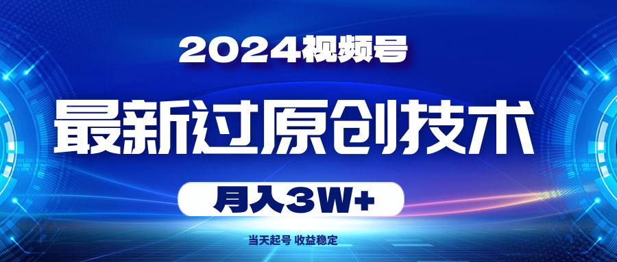 （10704期）2024视频号最新过原创技术，当天起号，收益稳定，月入3W+-乐优网创