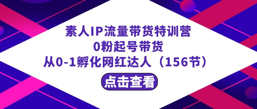 繁星·计划素人IP流量带货特训营：0粉起号带货 从0-1孵化网红达人（156节）-乐优网创