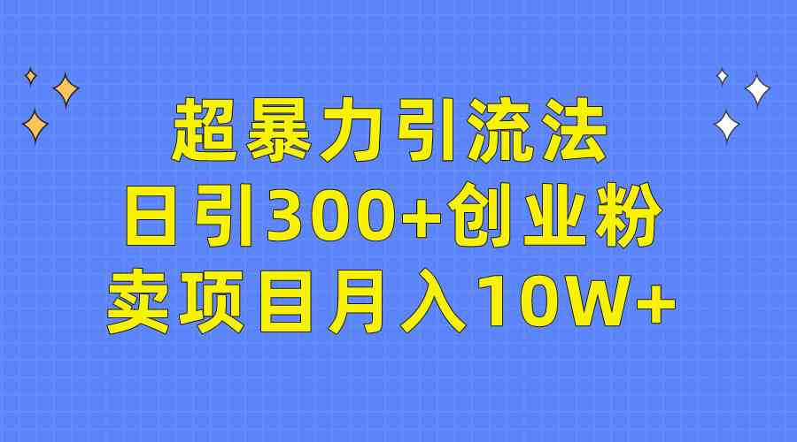 （9954期）超暴力引流法，日引300+创业粉，卖项目月入10W+-乐优网创