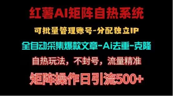 红薯矩阵自热系统，独家不死号引流玩法！矩阵操作日引流500+-乐优网创