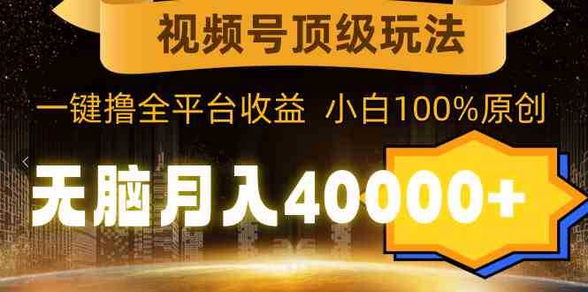 （9281期）视频号顶级玩法，无脑月入40000+，一键撸全平台收益，纯小白也能100%原创-乐优网创