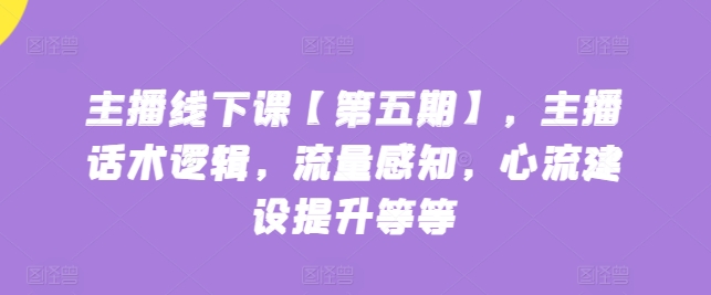 主播线下课【第五期】，主播话术逻辑，流量感知，心流建设提升等等-乐优网创