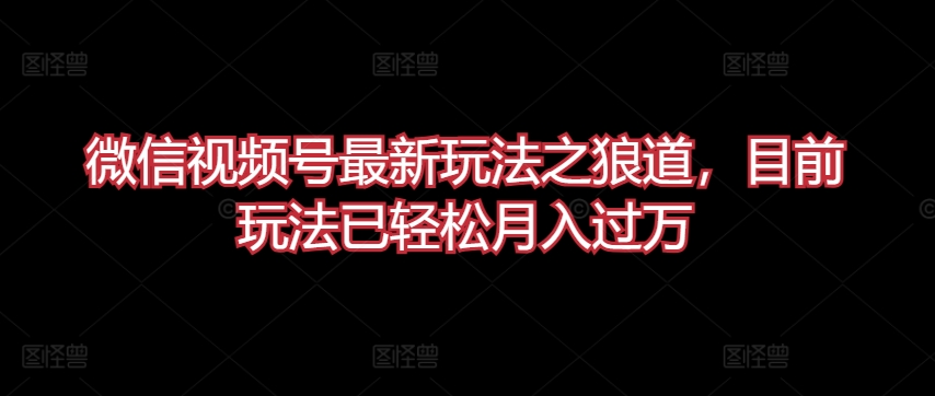 微信视频号最新玩法之狼道，目前玩法已轻松月入过万-乐优网创