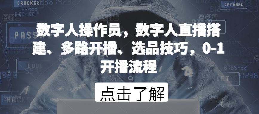 数字人操作员，数字人直播搭建、多路开播、选品技巧，0-1开播流程-乐优网创