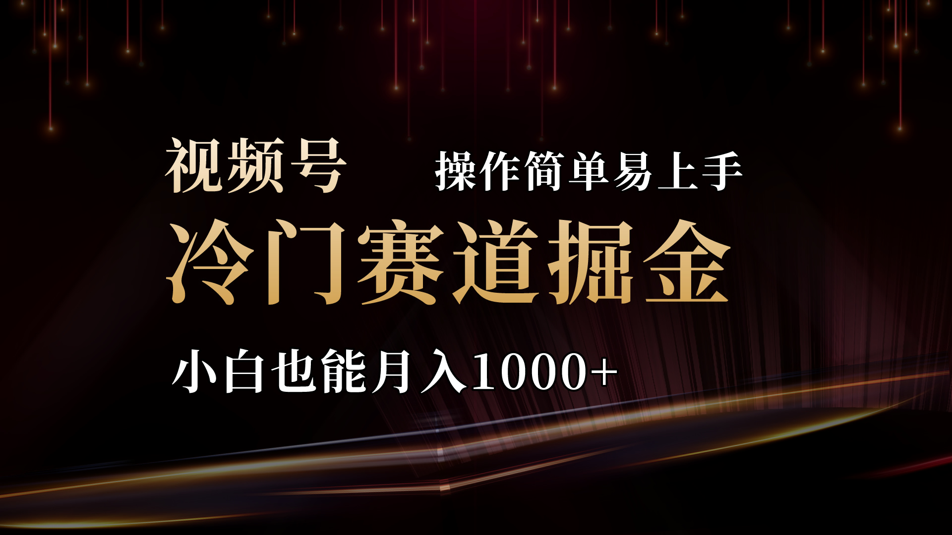 2024视频号冷门赛道掘金，操作简单轻松上手，小白也能月入1000+-乐优网创