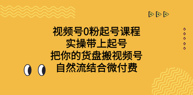 视频号0粉起号课程 实操带上起号 把你的货盘搬视频号 自然流结合微付费-乐优网创