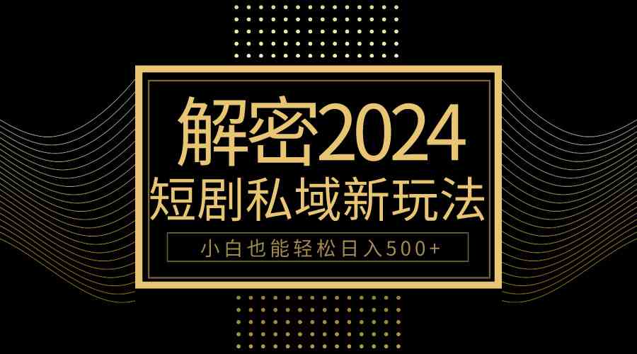 （9951期）10分钟教会你2024玩转短剧私域变现，小白也能轻松日入500+-乐优网创