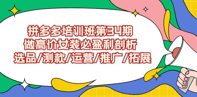 拼多多培训班第34期：做高价女装必盈利剖析 选品/测款/运营/推广/拓展-乐优网创