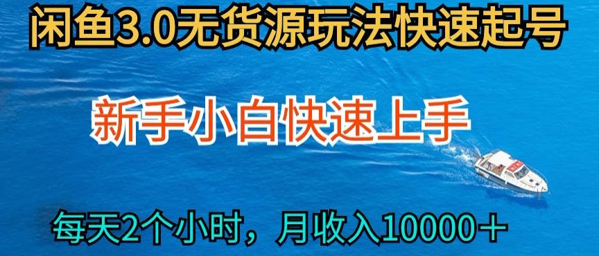 2024最新闲鱼无货源玩法，从0开始小白快手上手，每天2小时月收入过万-乐优网创