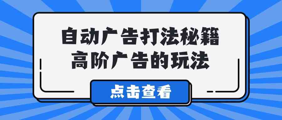 （9298期）A lice自动广告打法秘籍，高阶广告的玩法-乐优网创