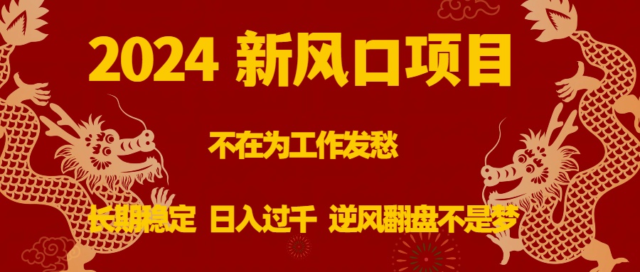 2024新风口项目，不在为工作发愁，长期稳定，日入过千 逆风翻盘不是梦-乐优网创