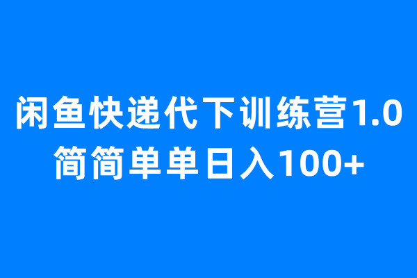 闲鱼快递代下训练营1.0，简简单单日入100+-乐优网创