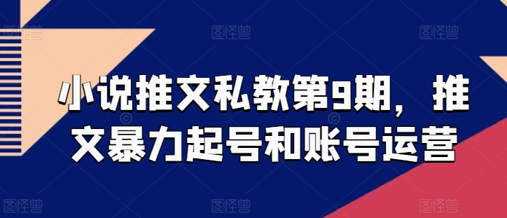 小说推文私教第9期，推文暴力起号和账号运营-乐优网创