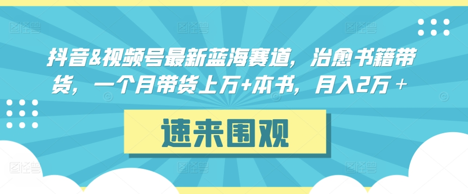 抖音&视频号最新蓝海赛道，治愈书籍带货，一个月带货上万+本书，月入2万＋-乐优网创