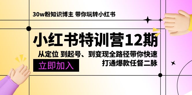 （10666期）小红书特训营12期：从定位 到起号、到变现全路径带你快速打通爆款任督二脉-乐优网创