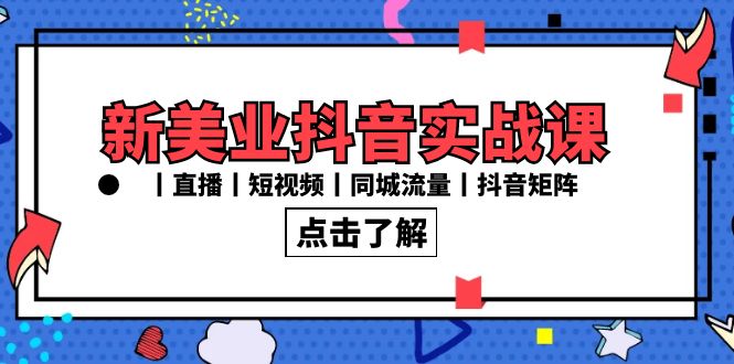 新美业抖音实战课丨直播丨短视频丨同城流量丨抖音矩阵（30节课）-乐优网创