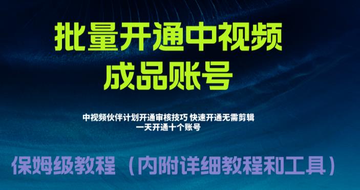 外面收费1980暴力开通中视频计划教程，附 快速通过中视频伙伴计划的办法-乐优网创