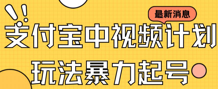 （7218期）支付宝中视频玩法暴力起号影视起号有播放即可获得收益（带素材）-乐优网创