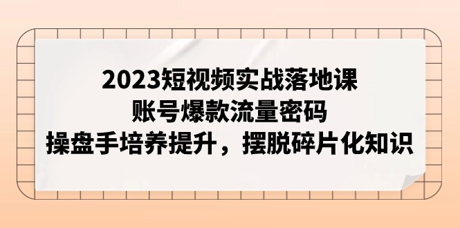 2023短视频实战落地课，账号爆款流量密码，操盘手培养提升，摆脱碎片化知识-乐优网创