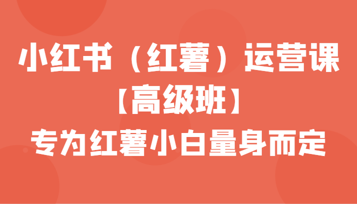 小红书（红薯）运营课【高级班】，专为红薯小白量身而定（42节课）-乐优网创