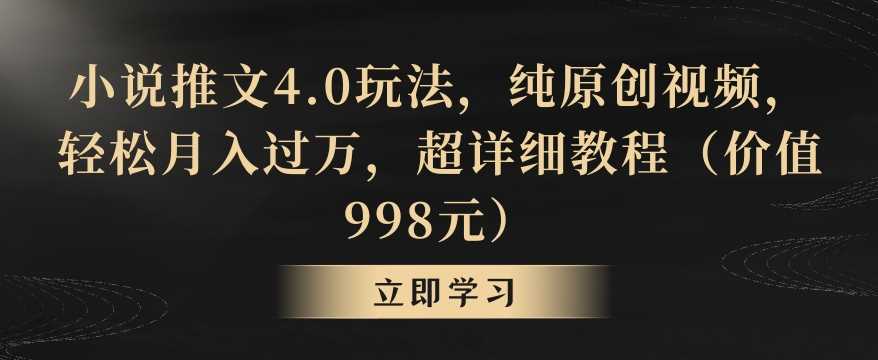 小说推文4.0玩法，纯原创视频，轻松月入过万，超详细教程（价值998元）【揭秘】-乐优网创