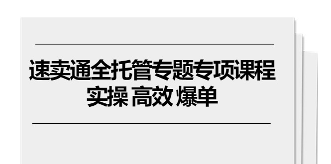 （10917期）速卖通 全托管专题专项课程，实操 高效 爆单（11节课）-乐优网创