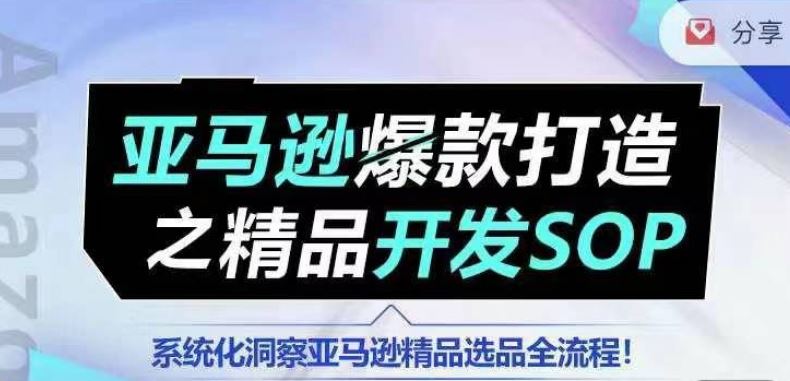 【训练营】亚马逊爆款打造之精品开发SOP，系统化洞察亚马逊精品选品全流程-乐优网创