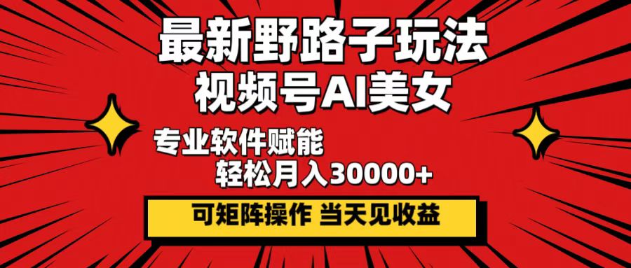 （12798期）最新野路子玩法，视频号AI美女，当天见收益，轻松月入30000＋-乐优网创