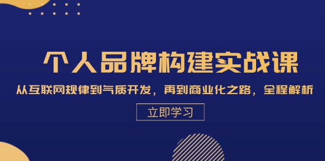 个人品牌构建实战课：从互联网规律到气质开发，再到商业化之路，全程解析-乐优网创