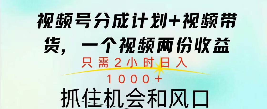 视频号橱窗带货， 10分钟一个视频， 2份收益，日入1000+-乐优网创