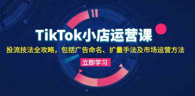 TikTok小店运营课：投流技法全攻略，包括广告命名 扩量手法及市场运营方法-乐优网创